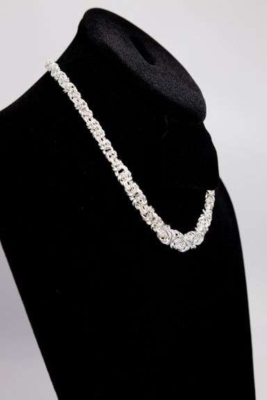 Sterling Silver Graduated Byzantine Itailian 10mm Wide Necklace Round Pure 925 Link Chain 18"