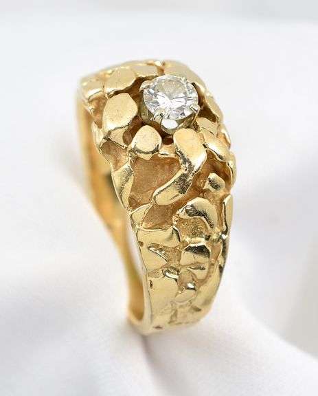 Popular 14K YG Man's Diamond Nugget Ring