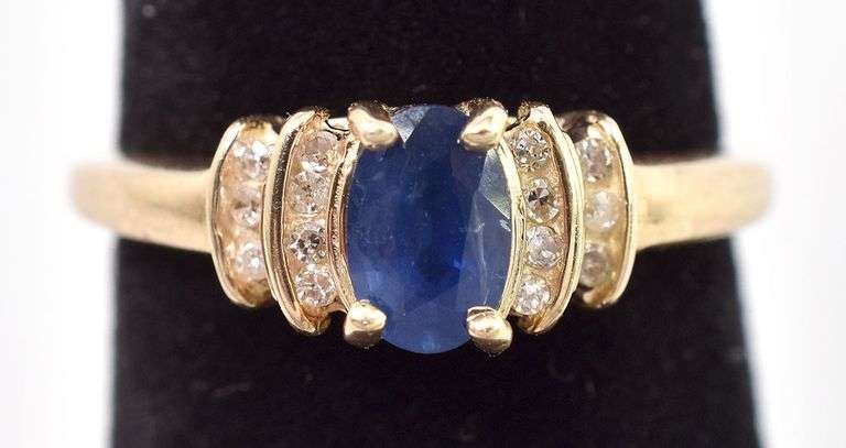 Lavish Blue Sapphire and Diamond Ring in 14K Yellow Gold