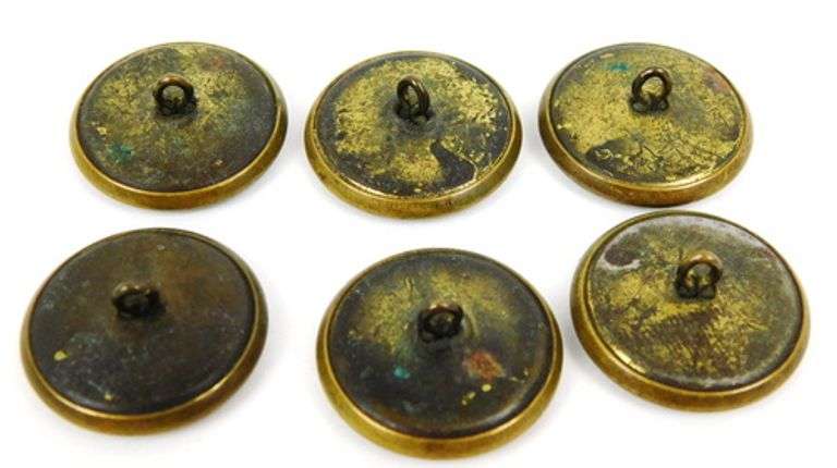 6 Antique Brass Thistle Buttons
