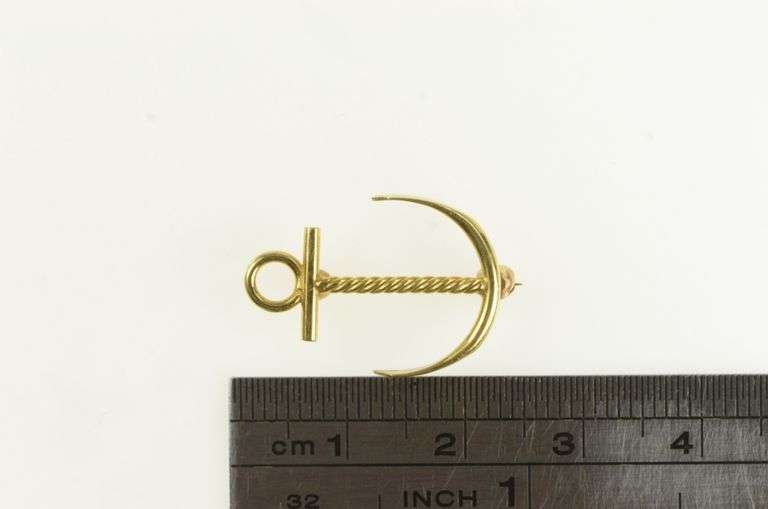 18K Yellow Gold Anchor Sailing Nautical Sailor Boat Pin/Brooch