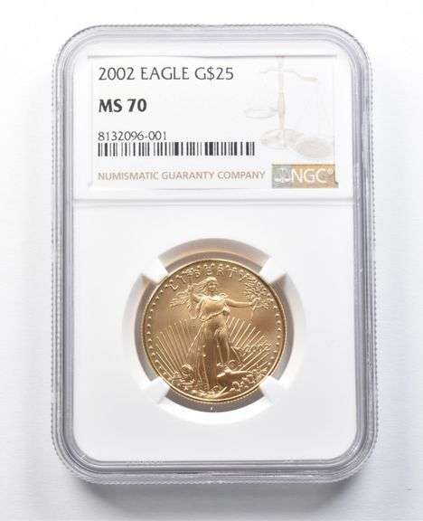 MS70 2002 $25 American Gold Eagle 1/2 Oz Gold NGC