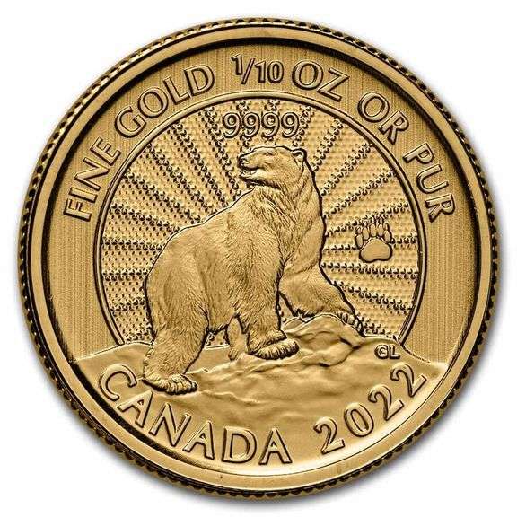 2022 Canada 1/10th Gold The Majestic Polar Bear Sealed In Plastic With Capsule
