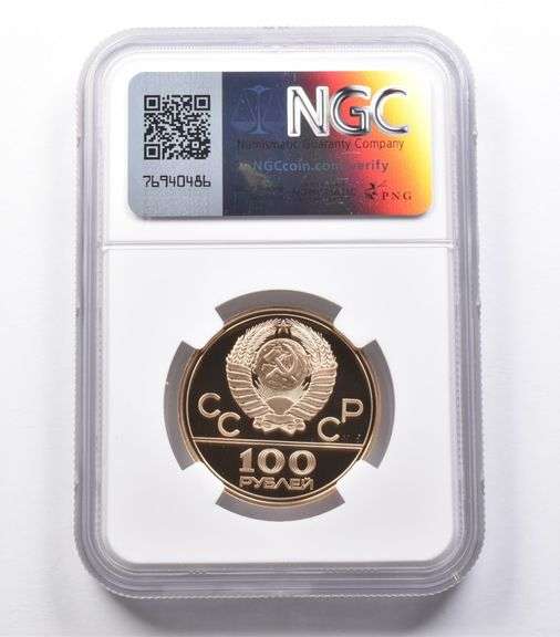 PF69 UCAM 1978 (L) USSR 100 Rubles Gold Moscow Olympics Grandstand NGC