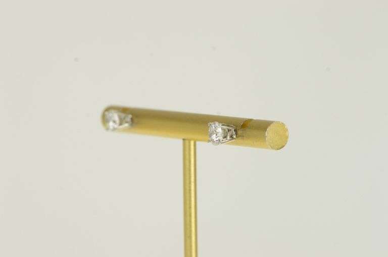 14K Yellow Gold 0.79 Ctw Diamond Solitaire Stud Vintage Earrings