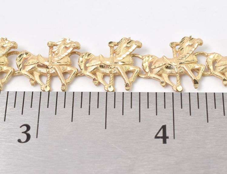 Amusing 14K Yellow Gold Carousel Horse Bracelet