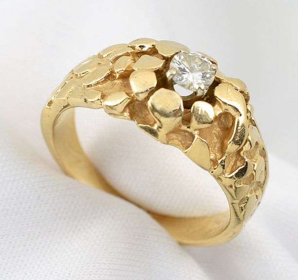 Popular 14K YG Man's Diamond Nugget Ring