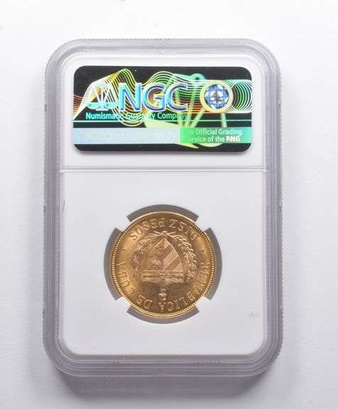 MS62 1915 Cuba Gold 10 Pesos NGC