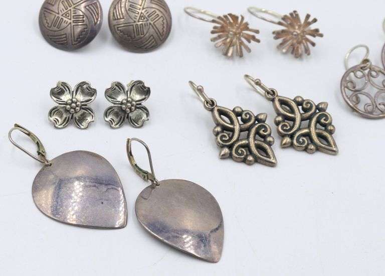 Group lot of vintage 925 sterling silver earrings