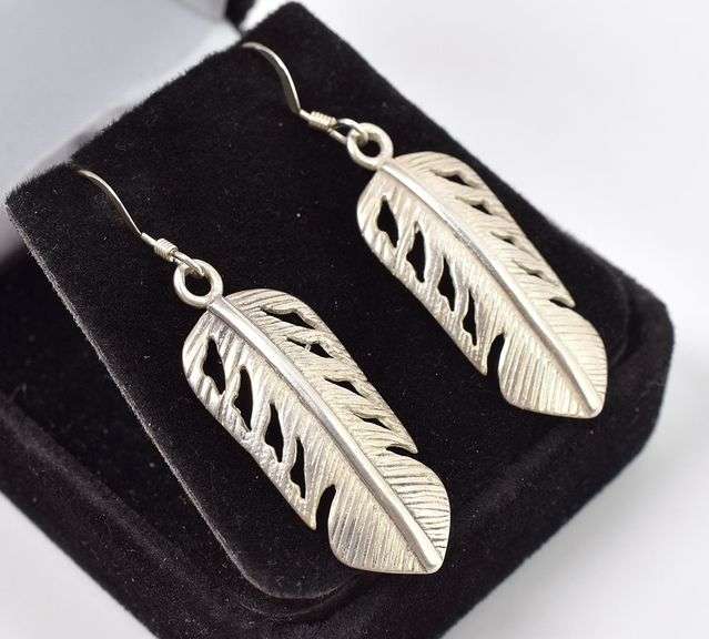 Simply Beautiful Sterling Silver Feather Dangle Earrings