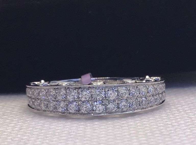 CLASSIC AND STYLISH 18K WHITE GOLD PAVE SET DIAMOND BAND
