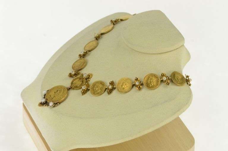 14K Yellow Gold 1853-86 Gold Indian Princess US Coin Necklace