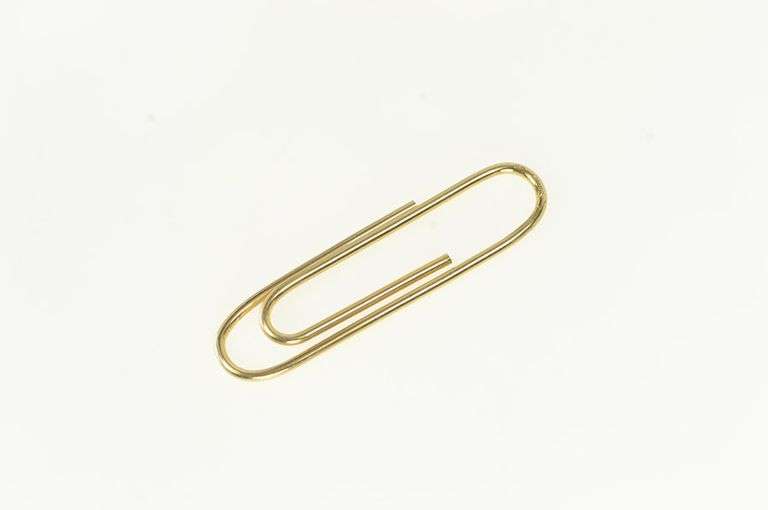 14K Yellow Gold Paperclip Novelty Desk Stationary Pendant