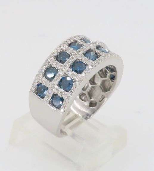 3.24CTW Blue & White Diamond Ring
