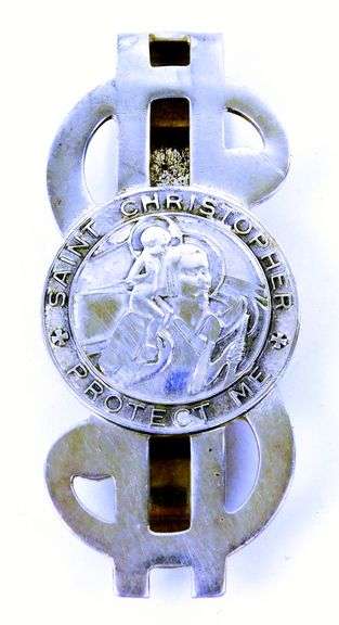 Vintage Sterling Silver St. Christopher Money Clip