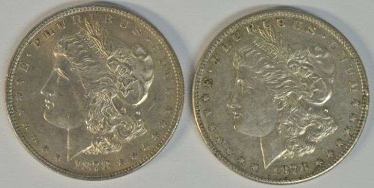 Pair of high grade 1878-S Morgan Silver Dollars