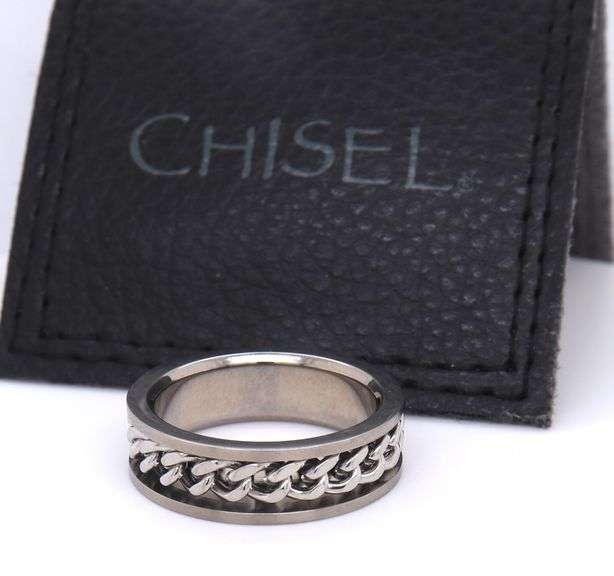 Chisel brushed 7mm chain inlay band