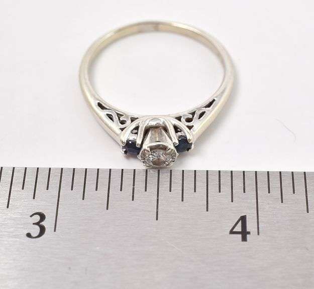 Incredible 14K White Gold Diamond and Blue Sapphire Ring