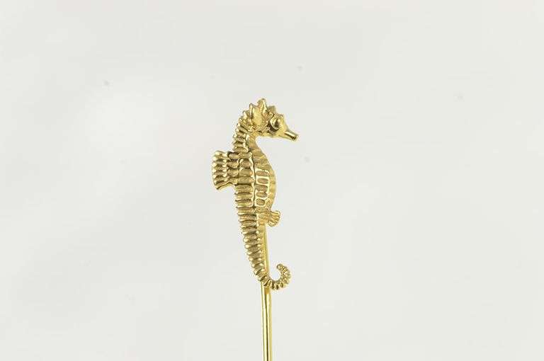 14K Yellow Gold Seahorse Vintage Ocean Animal Fish Charm/Pendant