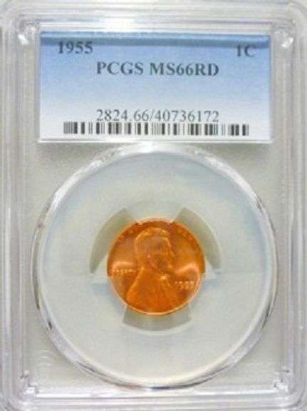 Superb Gem BU 1955 Philadelphia Minted Lincoln Cent PCGS MS 66 Red!