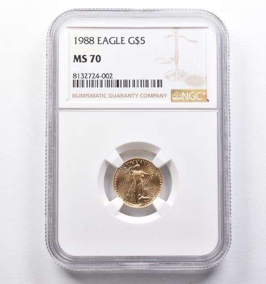 MS70 1988 $5 American Gold Eagle 1/10 Oz Gold NGC