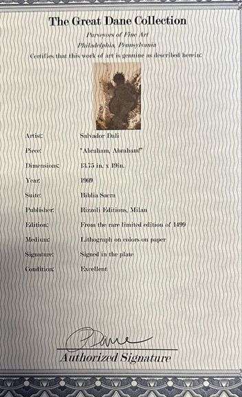 Extremely Rare and Collectible Salvador Dali Lithograph From 'Biblia Sacra' Suite