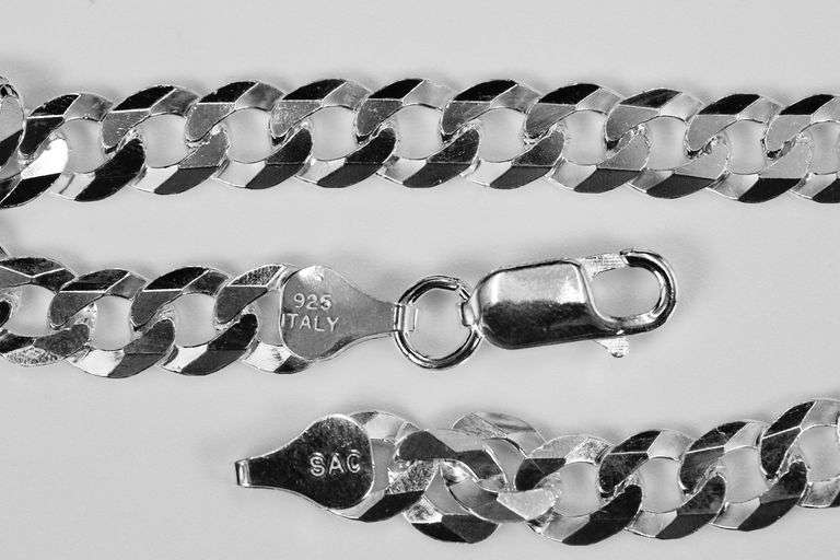 Men's 6.7mm Solid .925 Sterling Silver Flat Curb Chain Link Italy Bracelet 8" inch