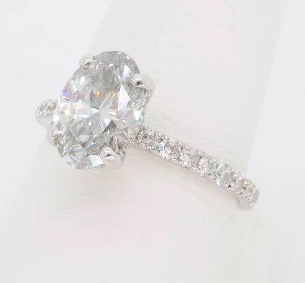 2.01CTW Hidden Halo Oval Diamond Engagement Ring