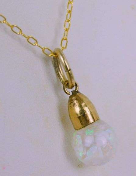 Vintage Gold Filled Floating Opal Necklace