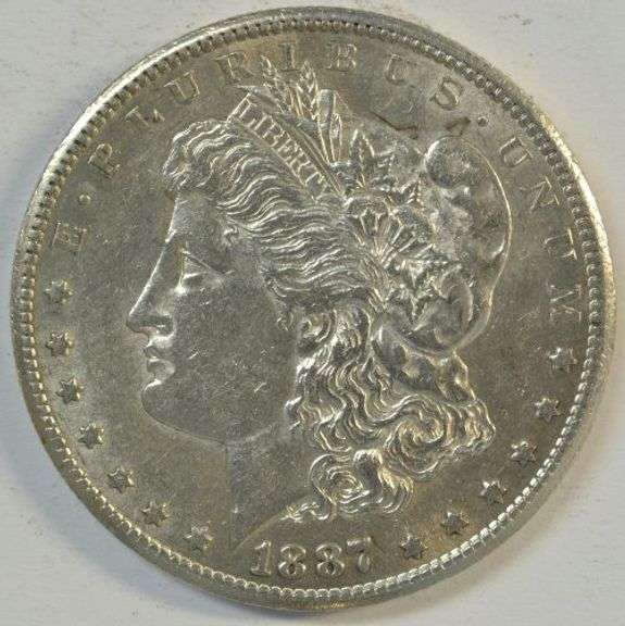 Flashy blazing BU 1887-S Morgan Silver Dollar. Better date