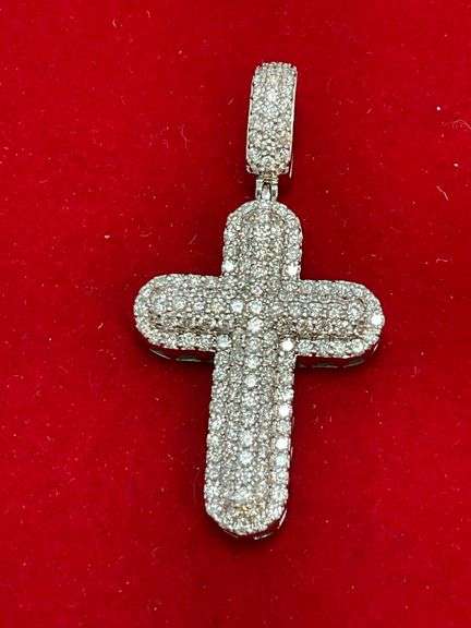 CERTIFIED BRAND NEW 14K DIAMOND CROSS PENDANT 4.55 CARATS.