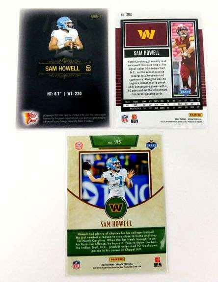 3 Sam Howell Rookie Football Cards
