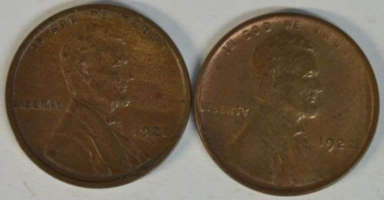 Choice Brown AU 1921-S and 1922-D Lincoln Cents