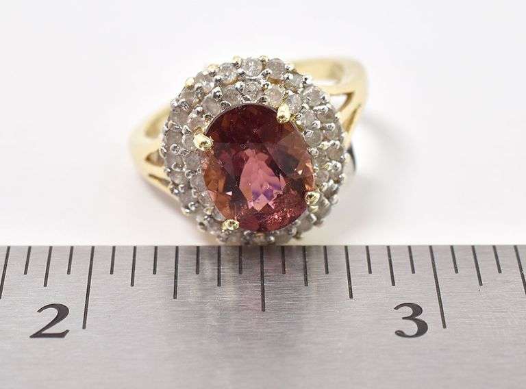 Precious Pink Tourmaline and Diamond Ring in 14K Yellow Gold