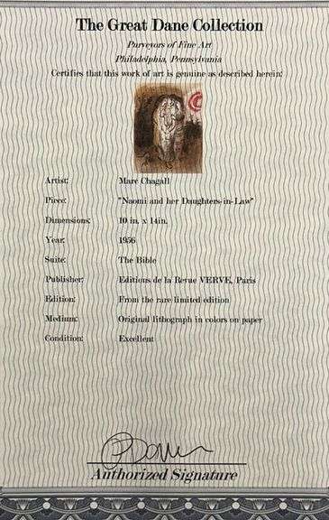 Extremely Rare and Collectible Marc Chagall Lithograph From 'The Bible' Suite