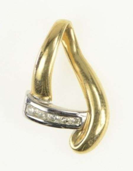 10K Yellow Gold Diamond Curvy Triangle Loop Slide Pendant