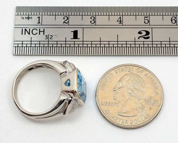 Pretty Blue Topaz and Diamond Ring