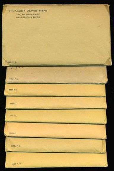 8 Different Silver US Proof Sets: 1957-1964