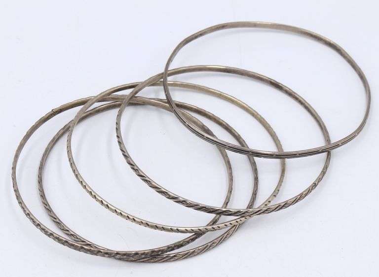 Lot of vintage 925 sterling silver bangles and omega chain necklace