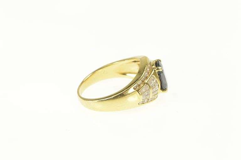 18K Yellow Gold 1.25 Ctw Natural Sapphire Diamond Engagement Ring