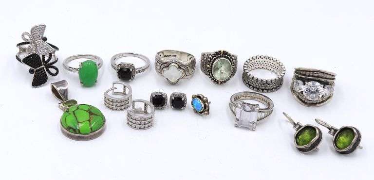 Group lot of vintage 925 sterling silver jewelry