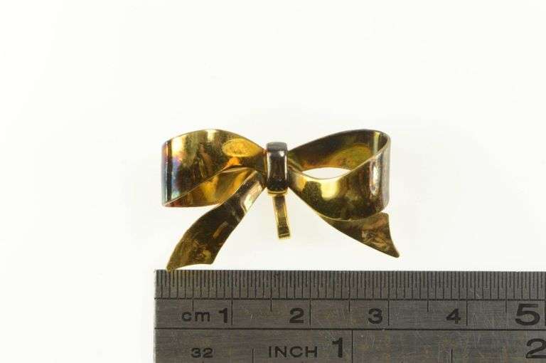 Gold Filled 1930's Bow Ribbon Promise Symbol Statement Pin/Brooch