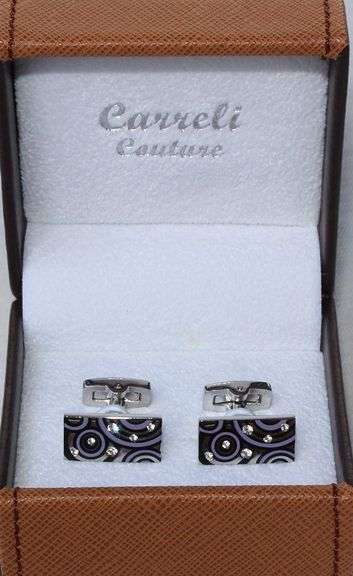 Handsome Pair Jeweled Style Cufflinks By Carelli