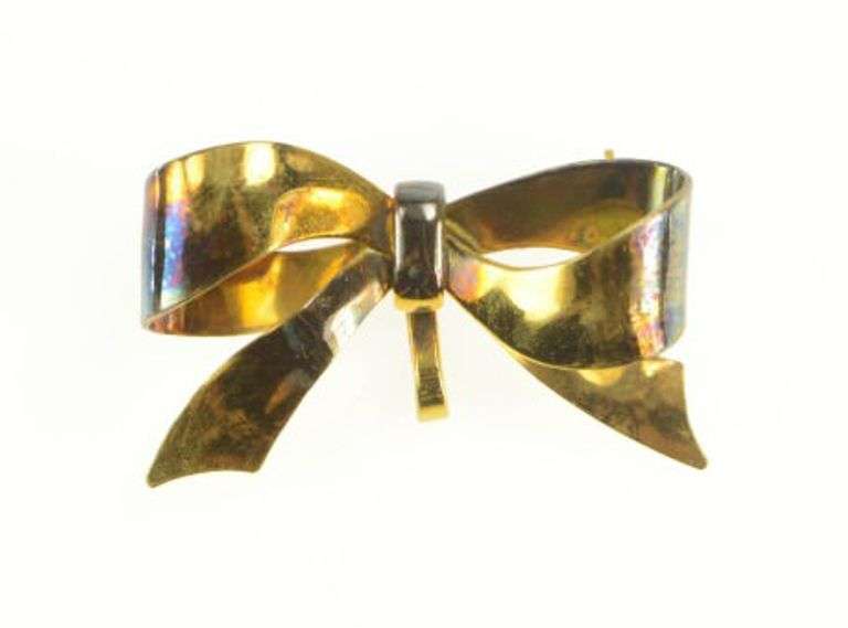 Gold Filled 1930's Bow Ribbon Promise Symbol Statement Pin/Brooch