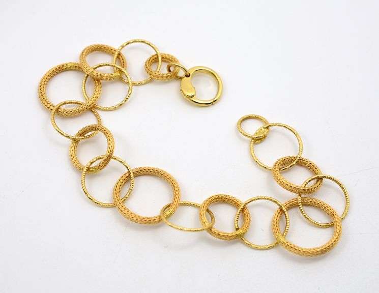 Attractive 14K YG Italian Made Circle Link Bracelet
