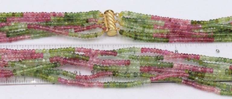 Tourmaline bead bracelet and 2 necklaces