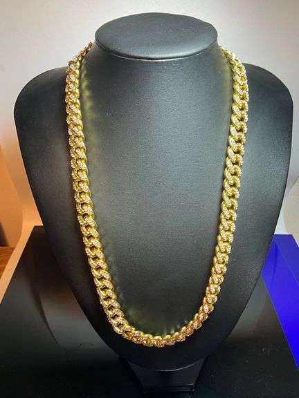 Huge 130  Gram 18 Kt Yellow Gold Plated Cuban Necklace
