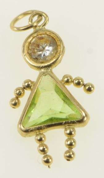 14K Yellow Gold August Birthstone Baby Sim. Peridot CZ Charm/Pendant