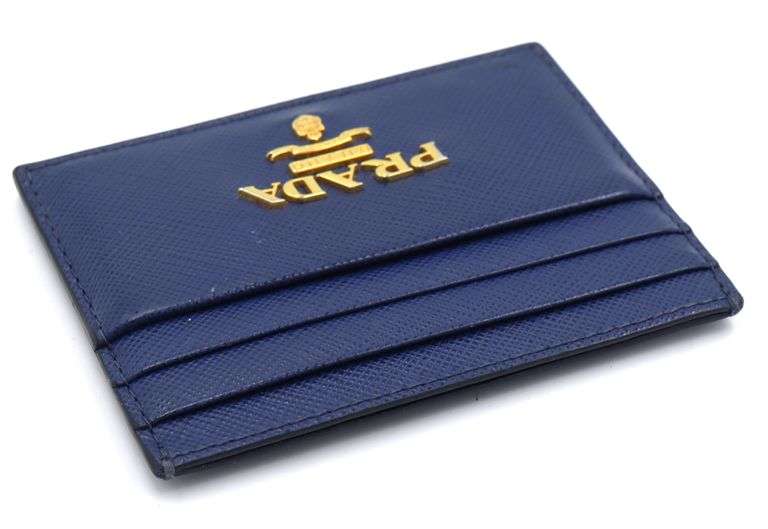 Prada navy blue Saffiano leather card holder