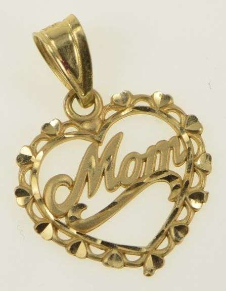 14K Yellow Gold Mom Heart Love Symbol Mother's Day Charm/Pendant